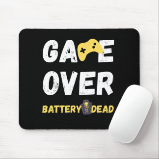 Tapis De Souris Game Over Battery Dead Funny Gamer Design