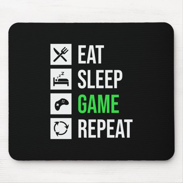 Tapis De Souris Gamer Art Manger Sleep Jeu Répétition (Devant)