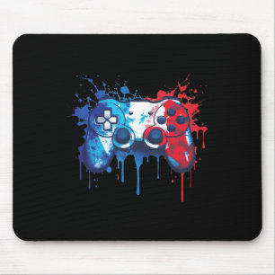 Tapis De Souris Gamer patriotique - Vidéo 4 juillet bleu rouge bla