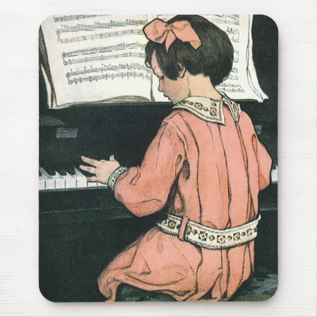 Tapis De Souris Gammes par Jessie Willcox Smith, Fille de musique  (Devant)