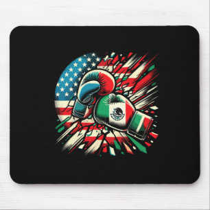 Tapis De Souris Gants de boxe mexicains Fusion de drapeau américai