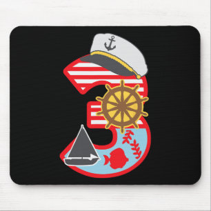 Tapis De Souris Garçon 3ème anniversaire 3 ans Petit voilier Nauti