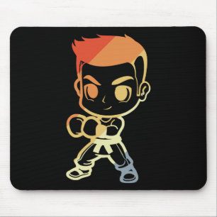 Tapis De Souris Garçon de kickboxing Dessin animé Regarde Kickboxe