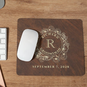 Tapis de souris Garçon d'honneur Monogramme Or Rus