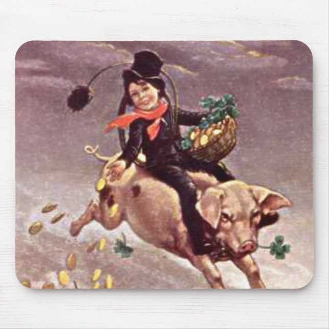 Tapis De Souris Garçon vintage sur porc (Devant)
