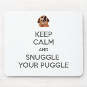 Tapis De Souris Gardez le calme et blottissez-vous votre Puggle