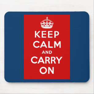 Tapis De Souris Gardez le calme et continuez l'affiche britannique