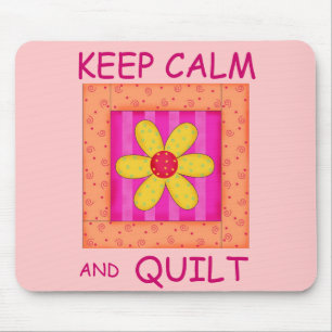 Tapis De Souris Gardez le calme et le bloc de fleur d'Applique