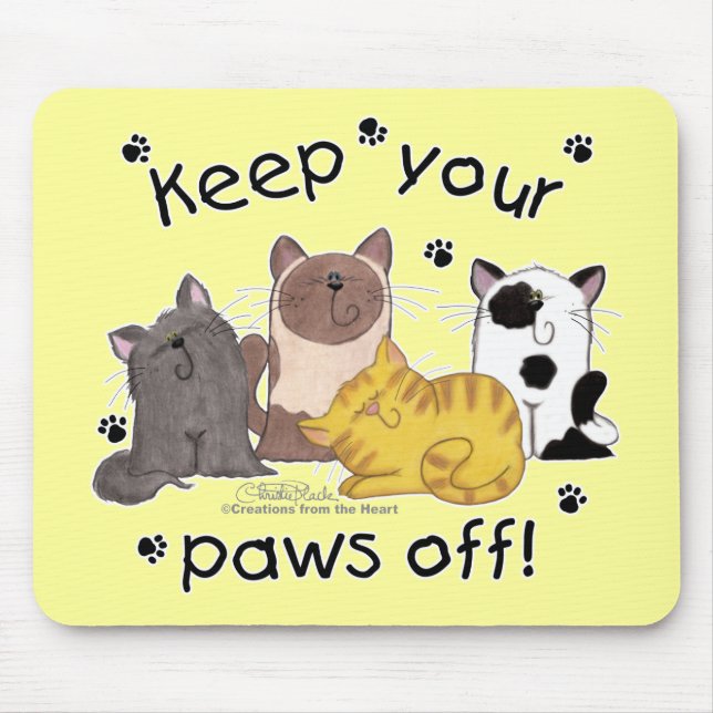 Tapis De Souris Gardez vos pattes hors (chats) (Devant)