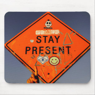 Tapis De Souris Gardez votre présence, inscription de route orange