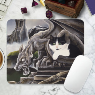 Tapis De Souris Gargoyle noir blanc