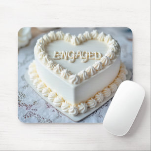 Tapis De Souris Gâteau cœur blanc pour fiançailles
