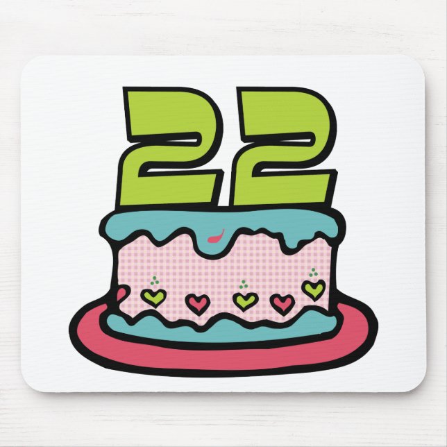 Tapis De Souris Gâteau d'anniversaire de 22 ans (Devant)