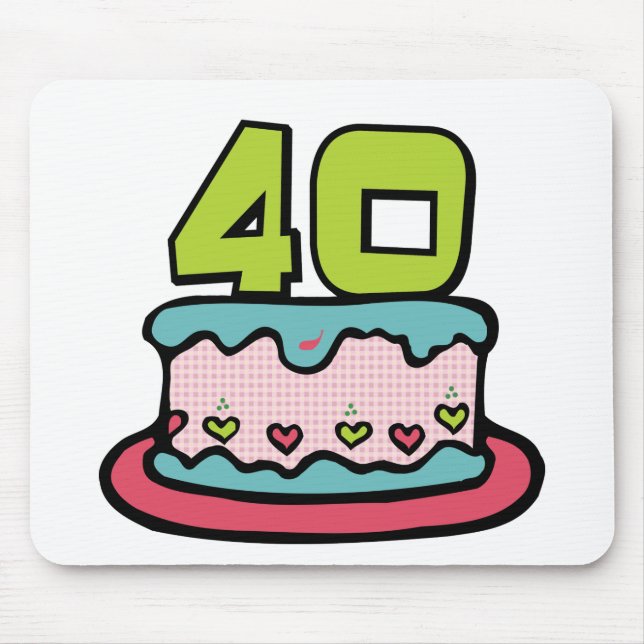 Tapis De Souris Gâteau d'anniversaire de 40 ans (Devant)