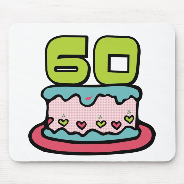Tapis De Souris Gâteau d'anniversaire de 60 ans (Devant)