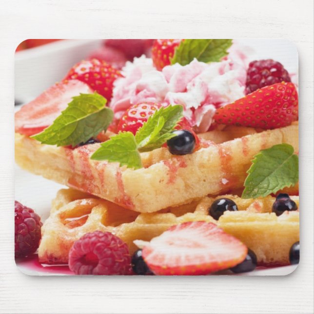 Tapis De Souris Gâteau de gaufre avec la baie fraîche (Devant)