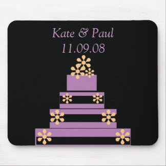 Tapis De Souris Gâteau de mariage noir et pourpre