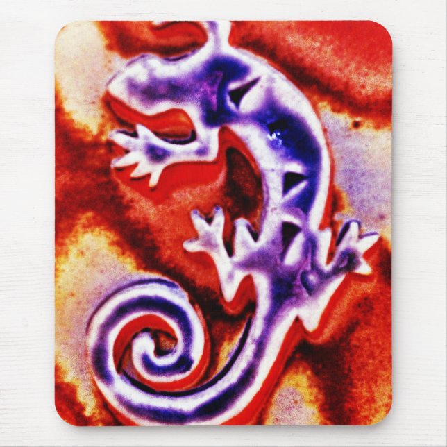Tapis De Souris Gecko orange pourpre bleu génial de lézard du (Devant)