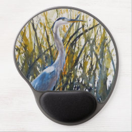 Tapis De Souris Gel "Aquarelle contemporaine du Héron vert naturel"