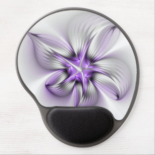 Tapis De Souris Gel Élégance florale Art Abstrait Violet Fractal moder