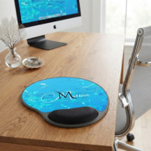 Élégant monogramme bleu aqua banc de poissons dans
