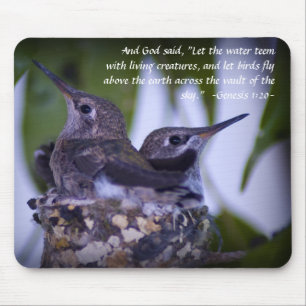 Tapis De Souris Genèse 1:20 Mousepad, colibris juvéniles