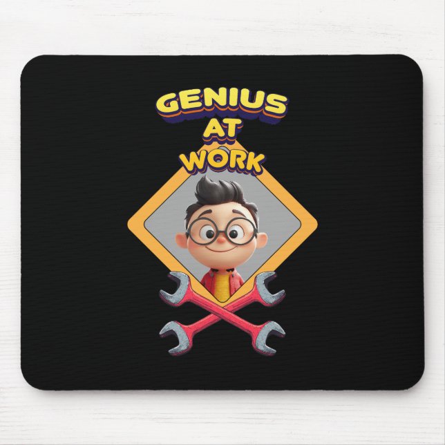 Tapis De Souris génie travail drôle réparation geek ordinateur ani (Devant)