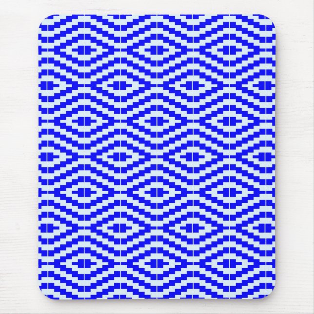 Tapis De Souris Geometric Kente Bright Blue, White, (Devant)