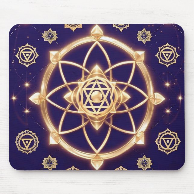 Tapis De Souris Géométrie Céleste de la Lumière — Motif Sacré (Devant)