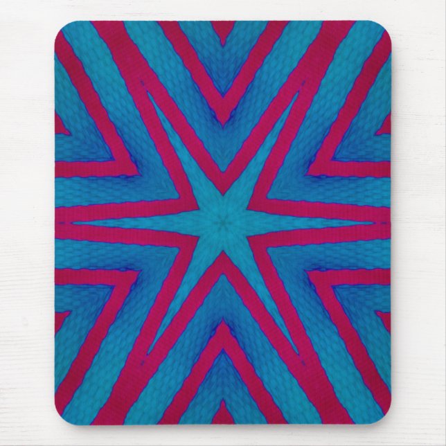 Tapis De Souris Géométrie rouge étoile et bleu (Devant)