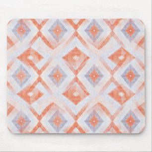 Tapis De Souris Géométrie rustique en Terracotta et Bleu