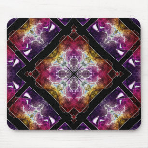 Tapis De Souris Géométrique vibrant avec accents violets et dorés