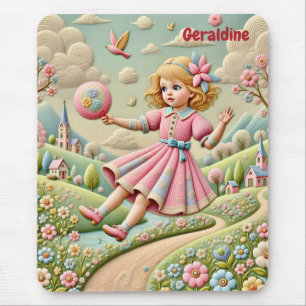 Tapis De Souris GERALDINE ~ Broderie Pastel ~ Mousepad