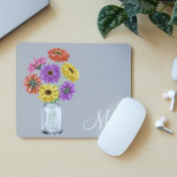 Gerbera Daisy Mason Jar Monogramme Pour elle