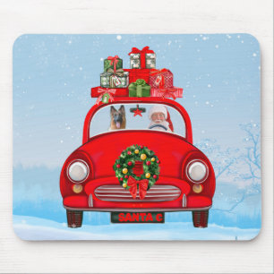 Tapis De Souris German Shepherd Dog In Car With Santa Claus