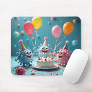 Tapis De Souris Germes de dessin animé célébrant un anniversaire