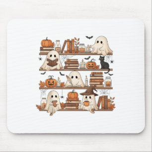 Tapis De Souris Ghost Reading Book Love Bibliothèque Halloween Éff