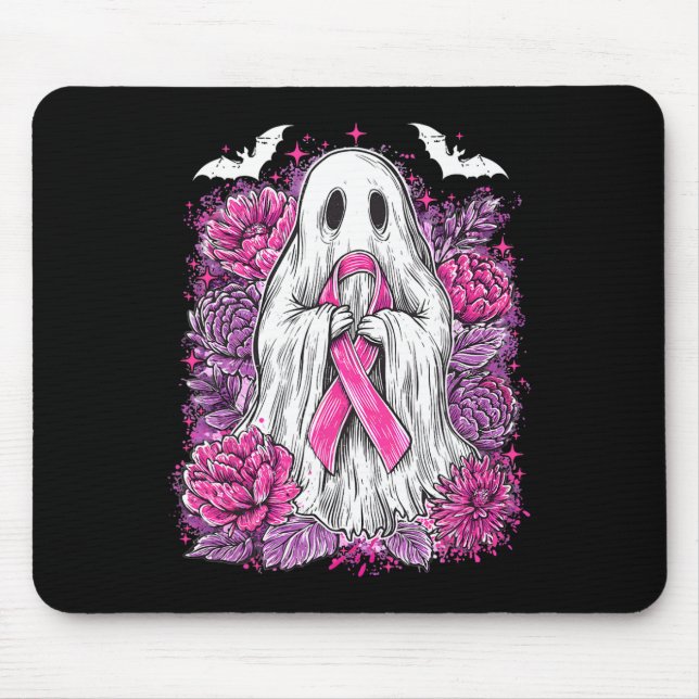 Tapis De Souris Ghost Ribbon Sensibilisation au cancer du sein Hal (Devant)