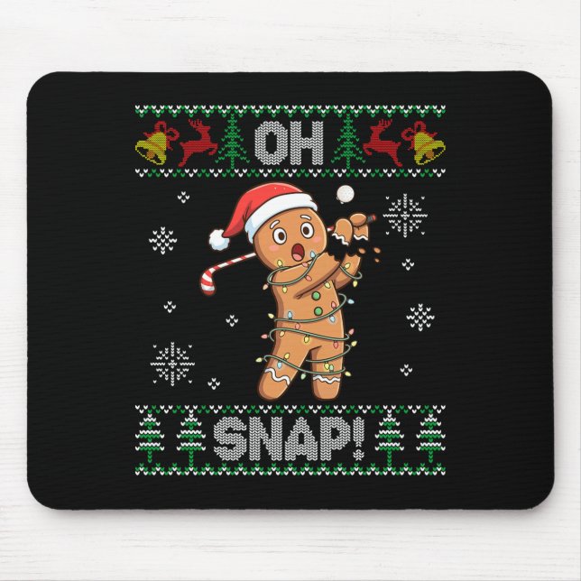 Tapis De Souris Gingerbread Golf Christmas Cookie Oh Snap Santa Ug (Devant)