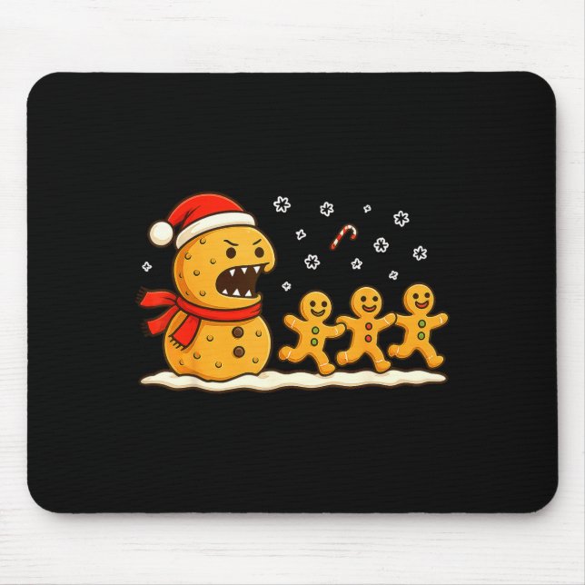 Tapis De Souris Gingerbread Monster Chase Funny Christmas Cookie X (Devant)