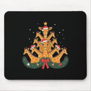 Tapis De Souris Girafe Arbre de Noël Animal Noël Femmes Hommes