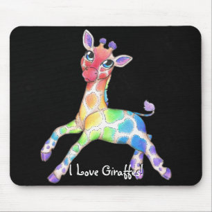 Tapis De Souris Girafe Mousepad d'arc-en-ciel