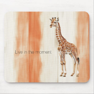 Tapis De Souris Girafe rayures orange pêche crème Safari Animal