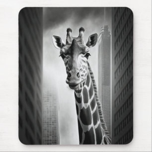 Tapis De Souris Giraffe dans une cityscape