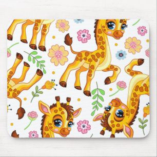 Tapis De Souris GIraffe de caricature mignonne