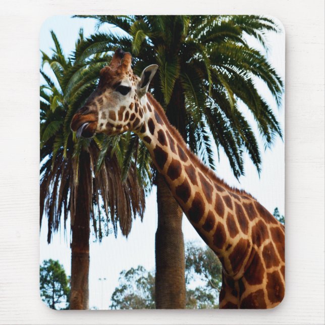 Tapis De Souris Giraffe Drôle Qui Donne Une Framboise, (Devant)