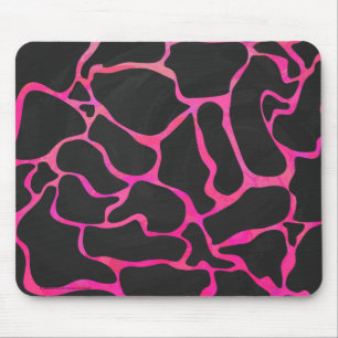 Tapis De Souris Giraffe rose chaude et noire