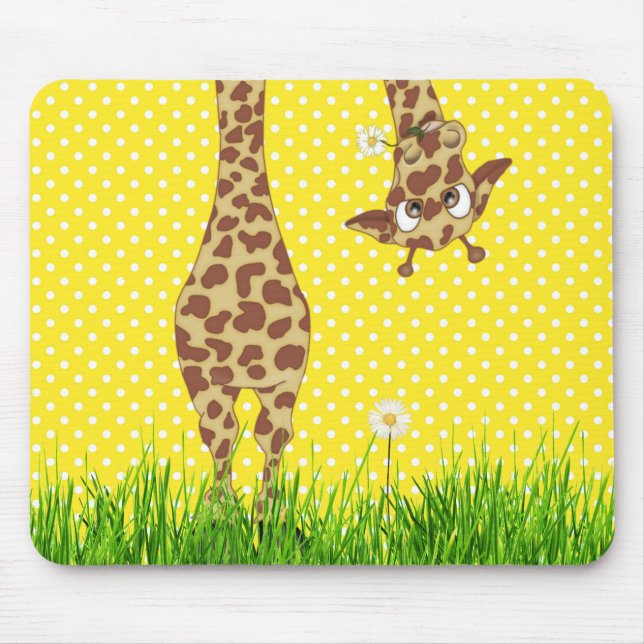 Tapis De Souris Giraffe Sur Pois Avec Maisonnerie (Devant)