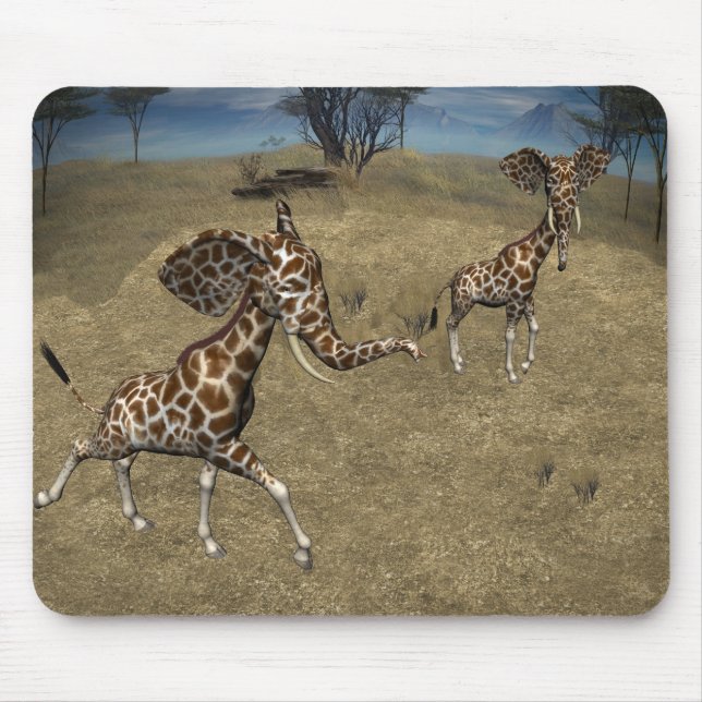 Tapis De Souris Giraffes d'éléphants mignons (Devant)