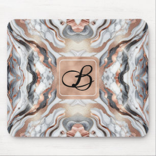 Tapis De Souris Girl Glam Rose Gold Argent & Marbre blanc